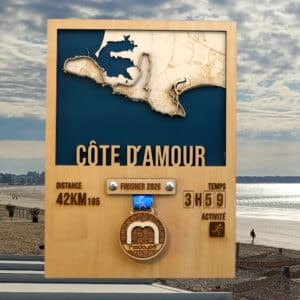 parcours marathon la baule gravé sur bois