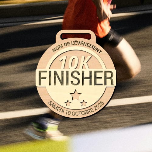 Médaille pour course de 10Km, en bois et personnalisable