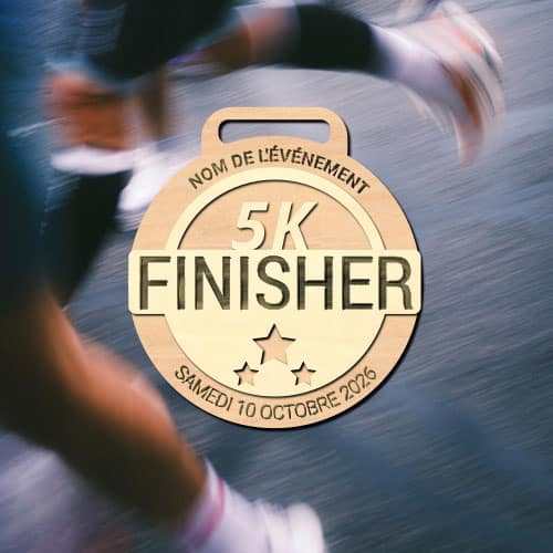 Médaille pour course de 5Km en bois et personnalisable